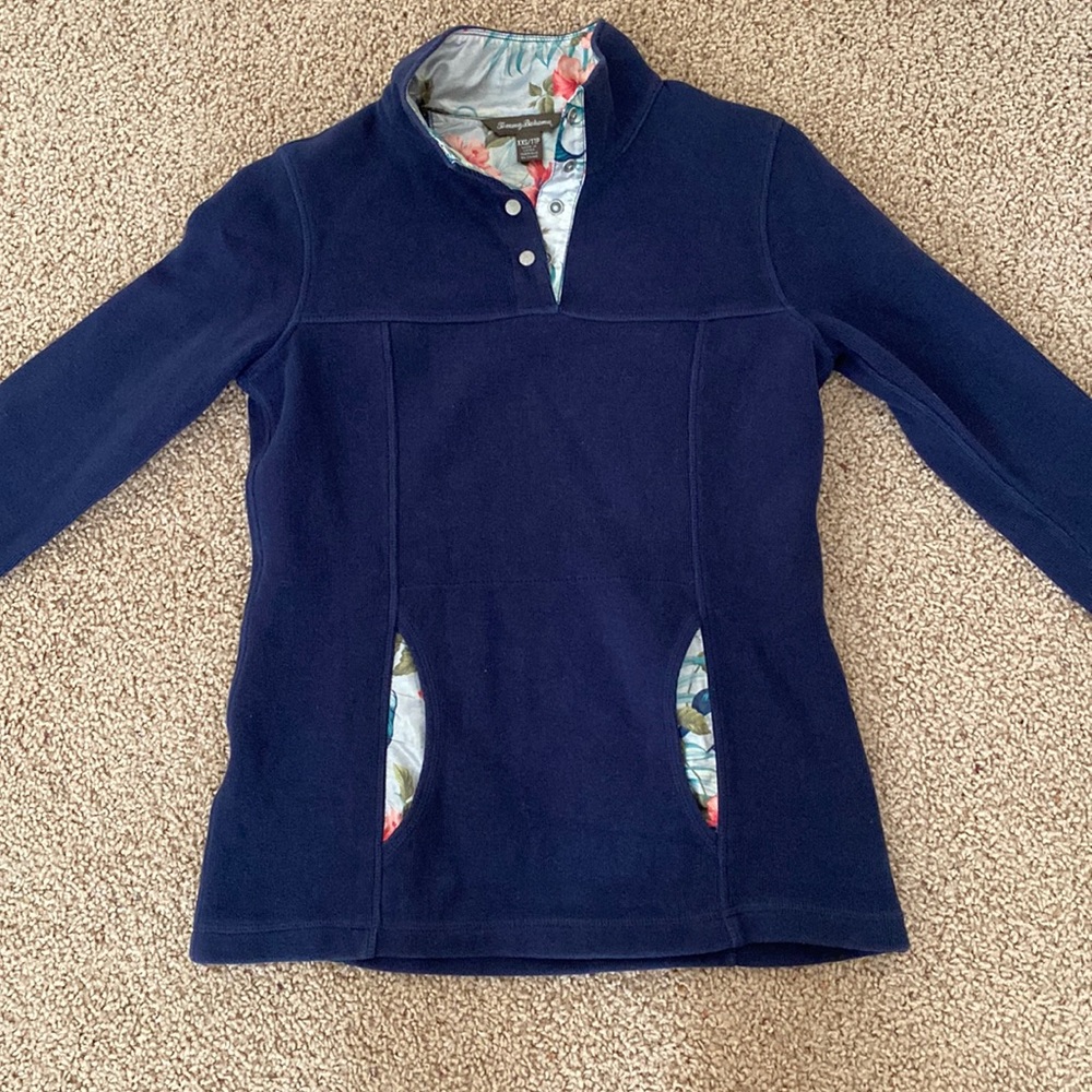 Navy cotton Half-snap sweatshirt